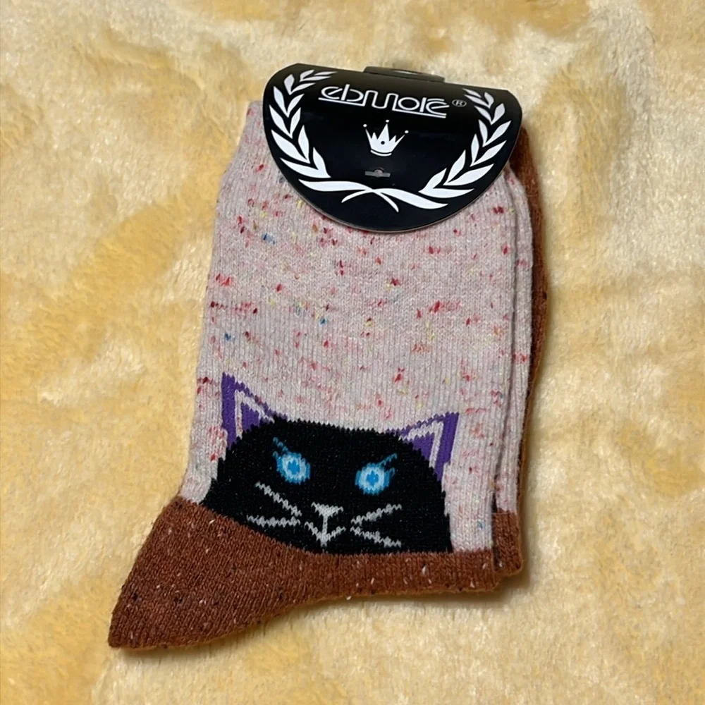 New 3 pack Crew Animal Wool Winter Socks Cats size 6-10